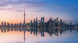 黎明的城市河流素材背景