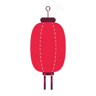 中国风 手绘 卡通元素 传统 复古红 灯笼装饰 PNG 免抠 