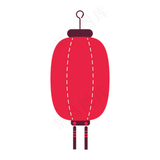 中国风 手绘 卡通元素 传统 复古红 灯笼装饰 PNG 免抠 