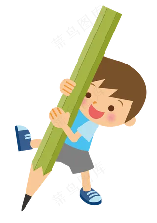 卡通男孩儿童小孩铅笔可爱
