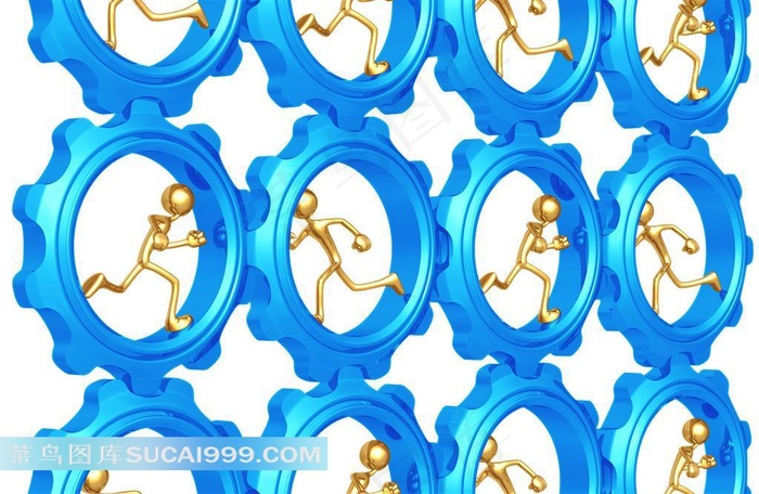 齿轮上奔跑的3d小人