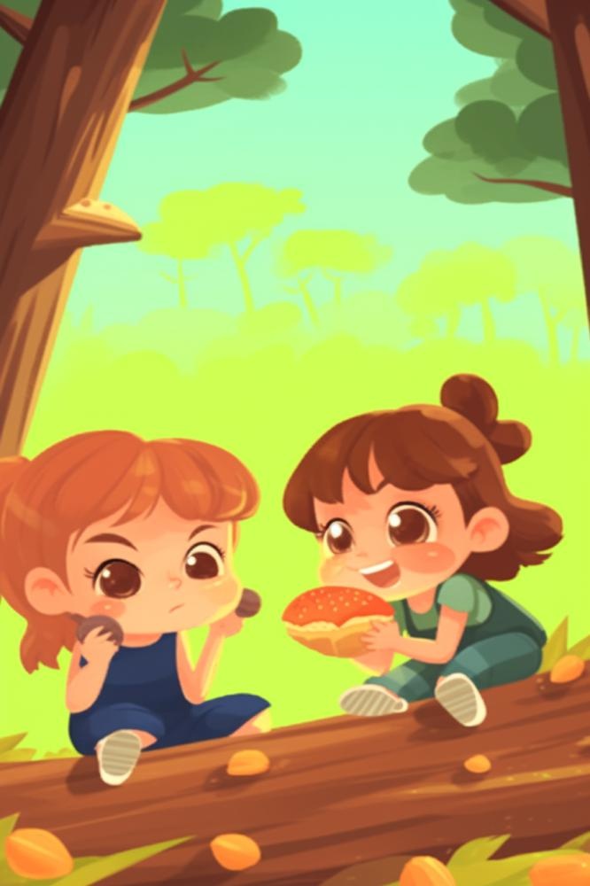 小孩森林夏日吃零食背景(896x1344)