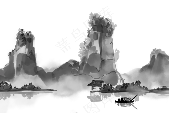 水墨山水素材  
