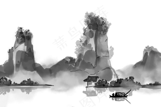 水墨山水素材  
