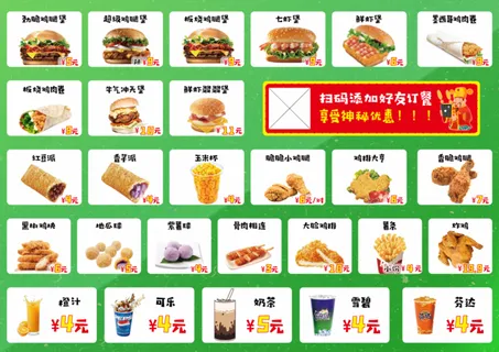 小吃店点菜单卡通海报黄色系