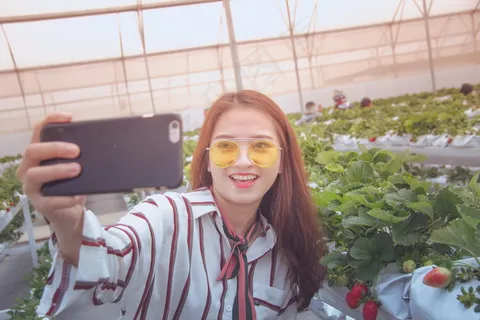 草莓园美女自拍图片 草莓园美女自拍图片