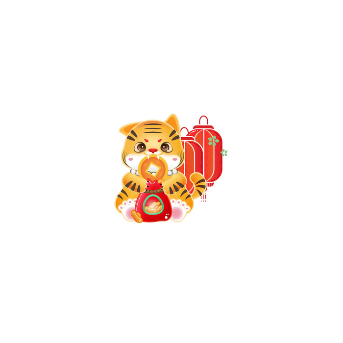 手绘2022虎年新年春节卡通老虎形象IP插画元素AI设计素材图案ai矢量模版下载