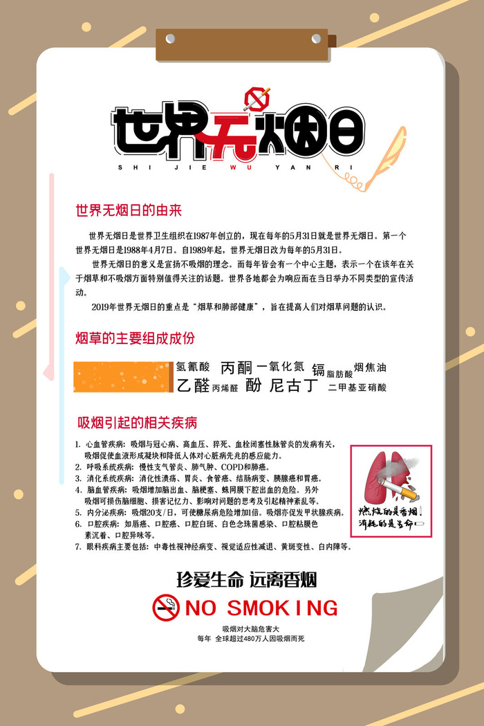 世界无烟日海报