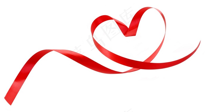 高清心形红色丝带图片