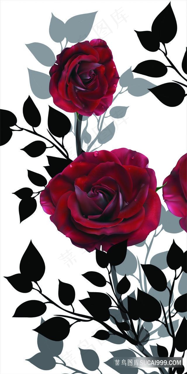 唯美红玫瑰高清油画