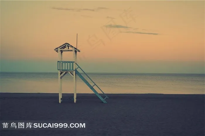 清晨平静温柔的海风景图片