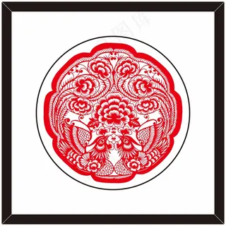 鸳鸯剪纸 剪纸风元素