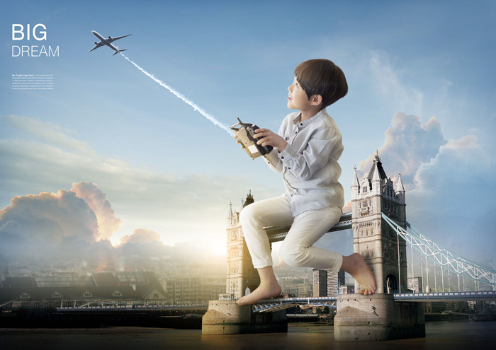 儿童梦想天空psd背景