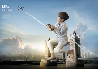 儿童梦想天空psd背景