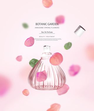 美妆化妆品粉色香水海报