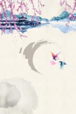 小清新唯美中国风古风古典水墨工笔画中国风背景