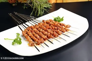 烧烤店美味羊肉串高清摄影图片