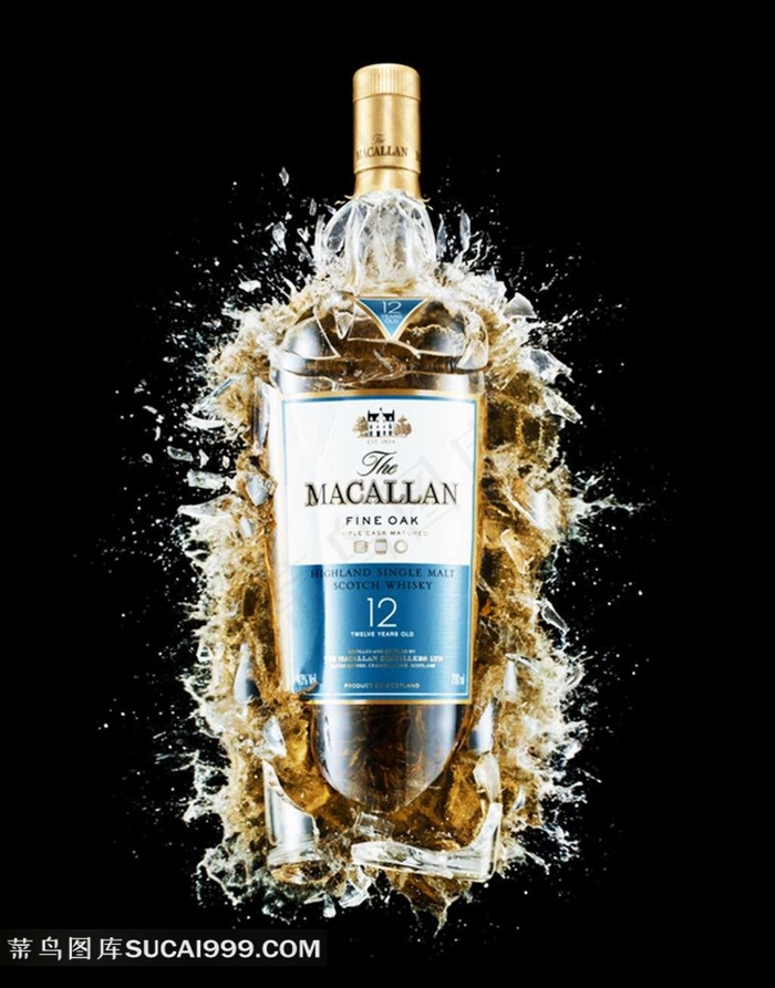 破碎飞溅的酒瓶广告
