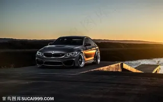 黄昏宝马汽车背景车图片