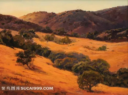 世界传世名画作品之晚霞山脉