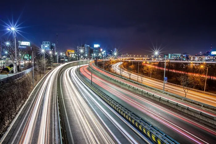 城市景色系列 - 美丽快速的城市夜景