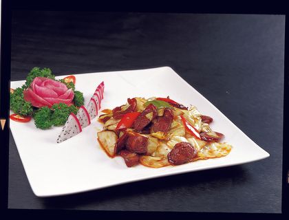 CXC02653莲花白炒川肠30