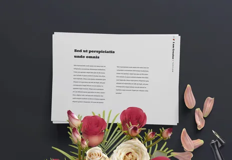 灰色花纸张vi背景俯视图