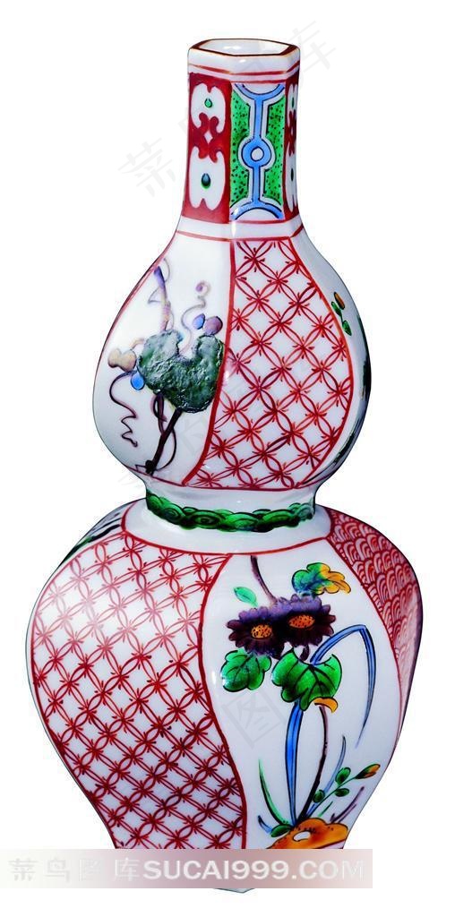 中国精美装饰图案葫芦形花瓶
