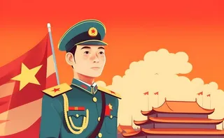 军人*红色卡通插画背景