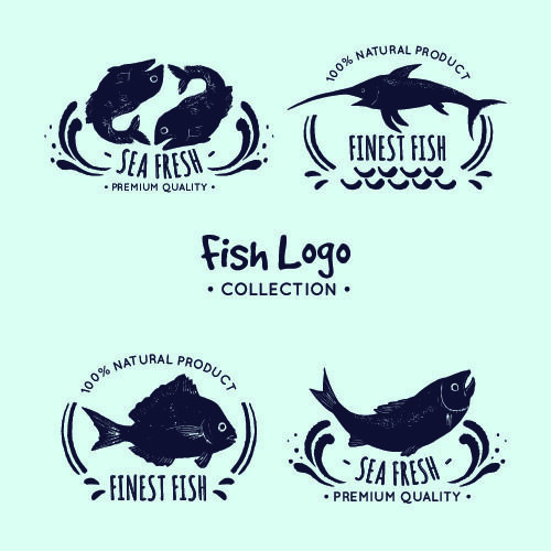 商务海洋鱼类海鲜图标LOGO标识标志标签水产图形AI矢量EPS素材图eps,ai矢量模版下载