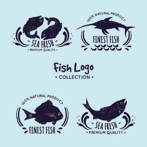 商务海洋鱼类海鲜图标LOGO标识标志标签水产图形AI矢量EPS素材图eps,ai矢量模版下载