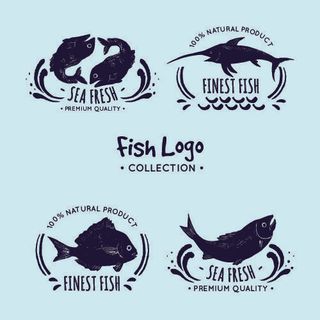 商务海洋鱼类海鲜图标LOGO标识标志标签水产图形AI矢量EPS素材图