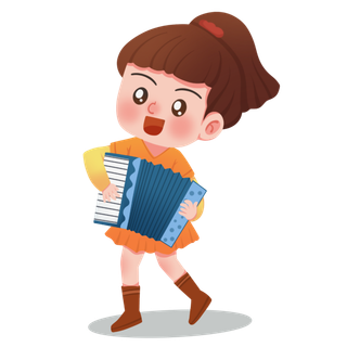 卡通手绘酷拽可爱玩乐器培训人物