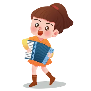 卡通手绘酷拽可爱玩乐器培训人物