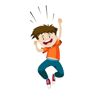 卡通学生欢呼简笔画