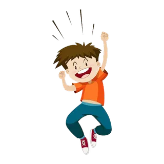 卡通学生欢呼简笔画