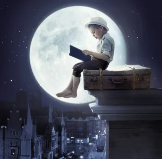 认真看书学习的男孩