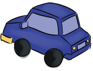 卡通小汽车免扣素材手绘蓝色