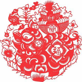 猪年剪纸 剪纸风元素