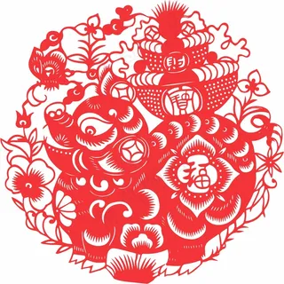 猪年剪纸 剪纸风元素