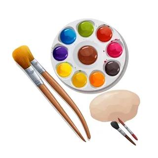 绘画调色盘画笔元素素材