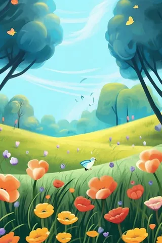 草地音乐天空可爱背景