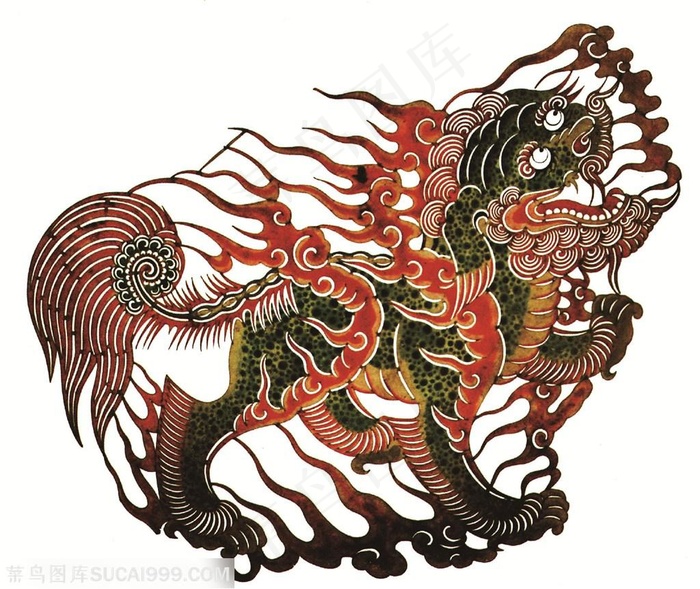 貔貅皮影戏中国风图片