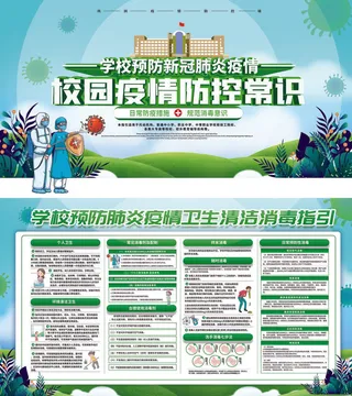 绿色新冠德尔塔病毒校园防疫展板