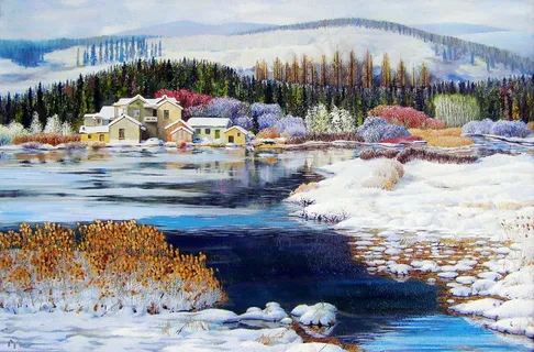 乡村风景油画图片 乡村风景油画图片