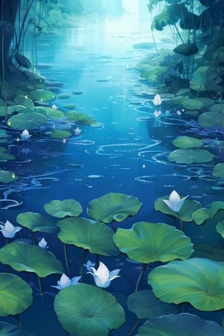 荷叶清新中国风背景