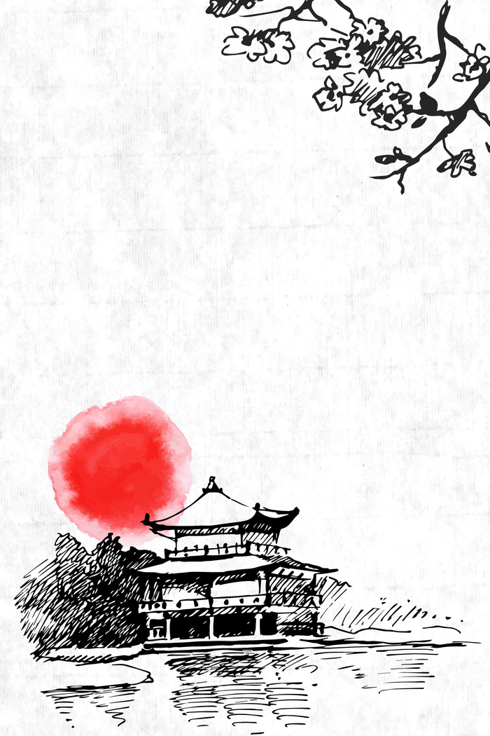 中国风传统水墨古风古典展板边框工笔画PS海报背景平面广告Ai设计素材