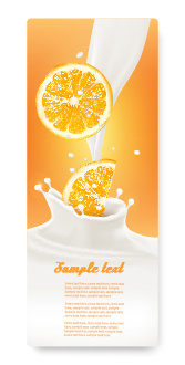 橙子水果牛奶不干胶标签瓶贴纸