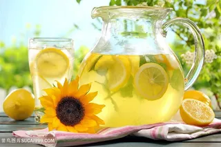 唯美野餐柠檬水向日葵高清摄影图片