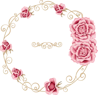 玫瑰花圆形花边边框装饰